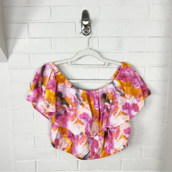 Torrid Pink Tie Dye Ruffle Detail Crop Top Size 10 M/L - Picture 4 of 11
